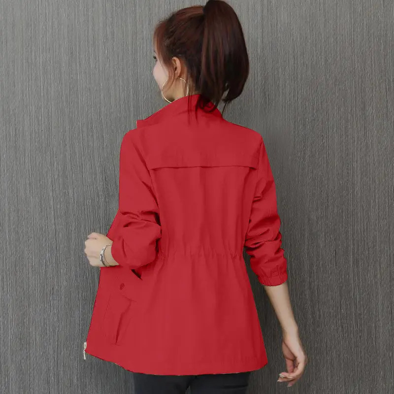 Womens Windbreaker Coat Spring Autumn Slim Basic Zipper Jacket With Lining Ladies Short Windbreaker 3XL H220 250708