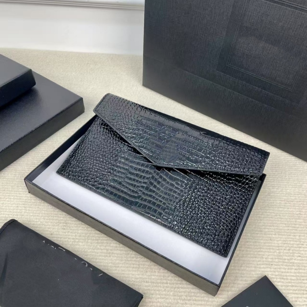 Black caviar clutch bags designer woman purse red designer wallet multiple styles good quality bag classic envelope package 27x6cm