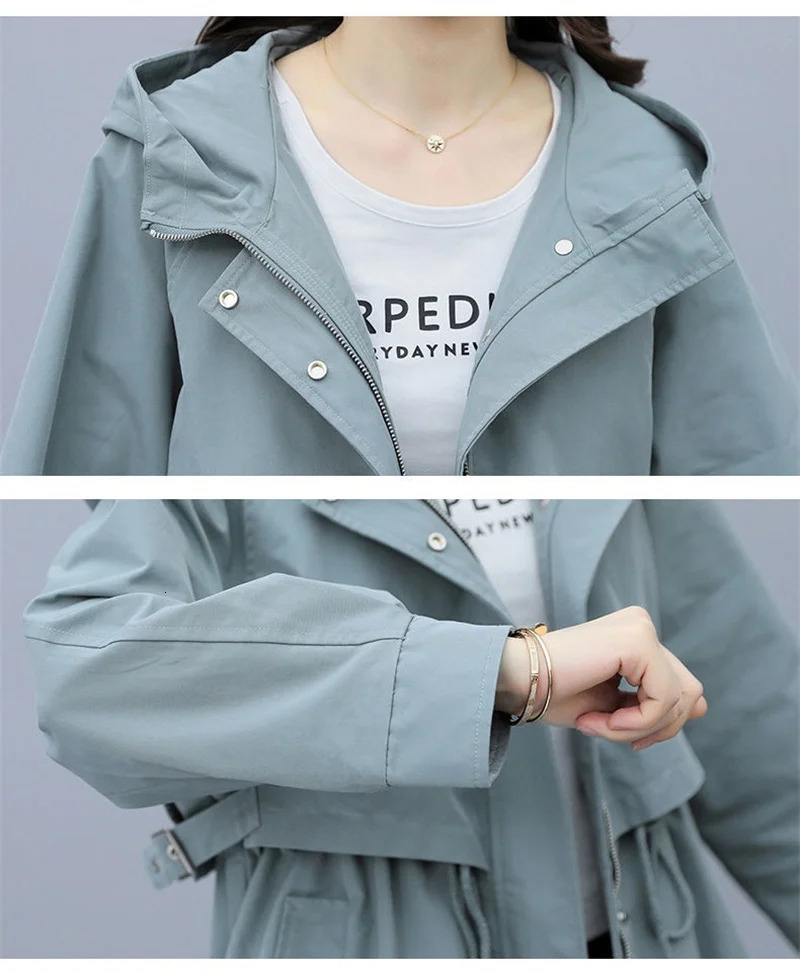 Safari Style Hooded Trench Coat Women Loose Windbreaker Cloak Coat Spring Autumn Fashion Lady Outerwear Casual Tops Trench 250708