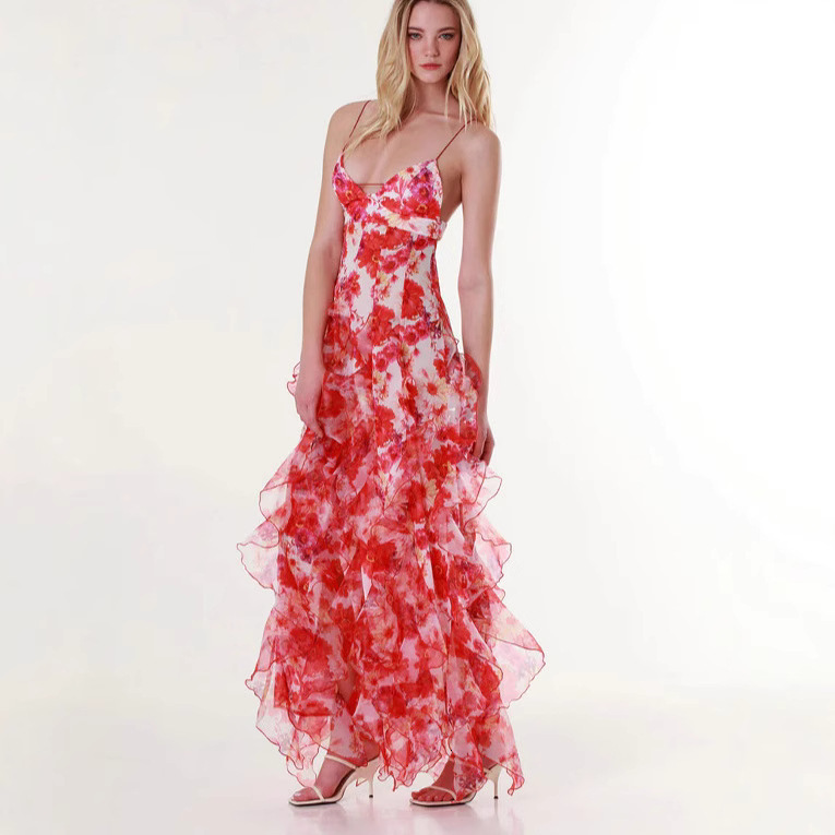 2025 New Women's Dress, New Off Shoulder Women's Fashion Chiffon Printed Fairy Long Elegant Evening Dress, New Designer Dress New sexy women