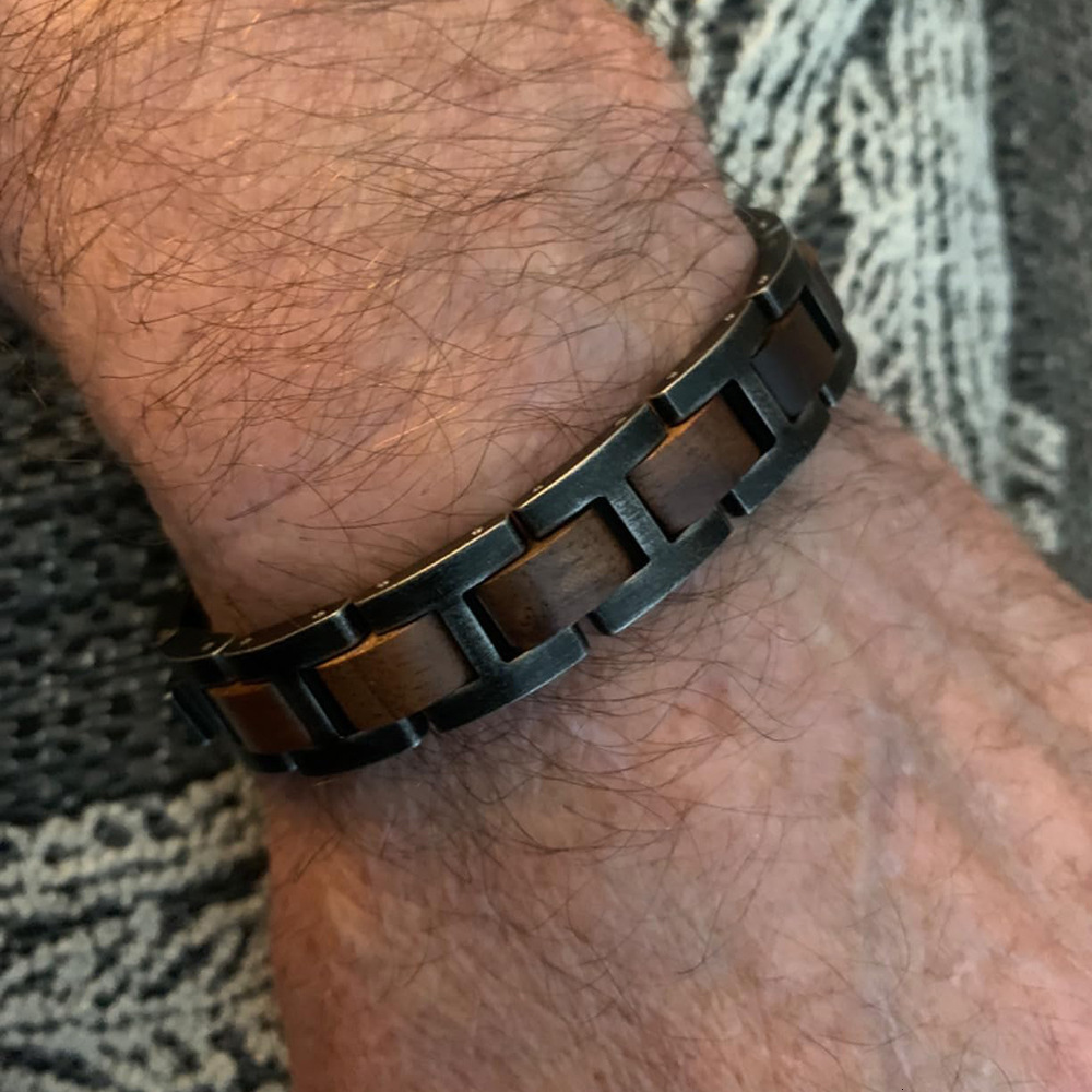 Rainso Fashion Mens Stainless Steel Bracelet and Bracelet Zebravood Charm Magnetic Bracelet Friendship Jewelry Bracelet Viking 250109