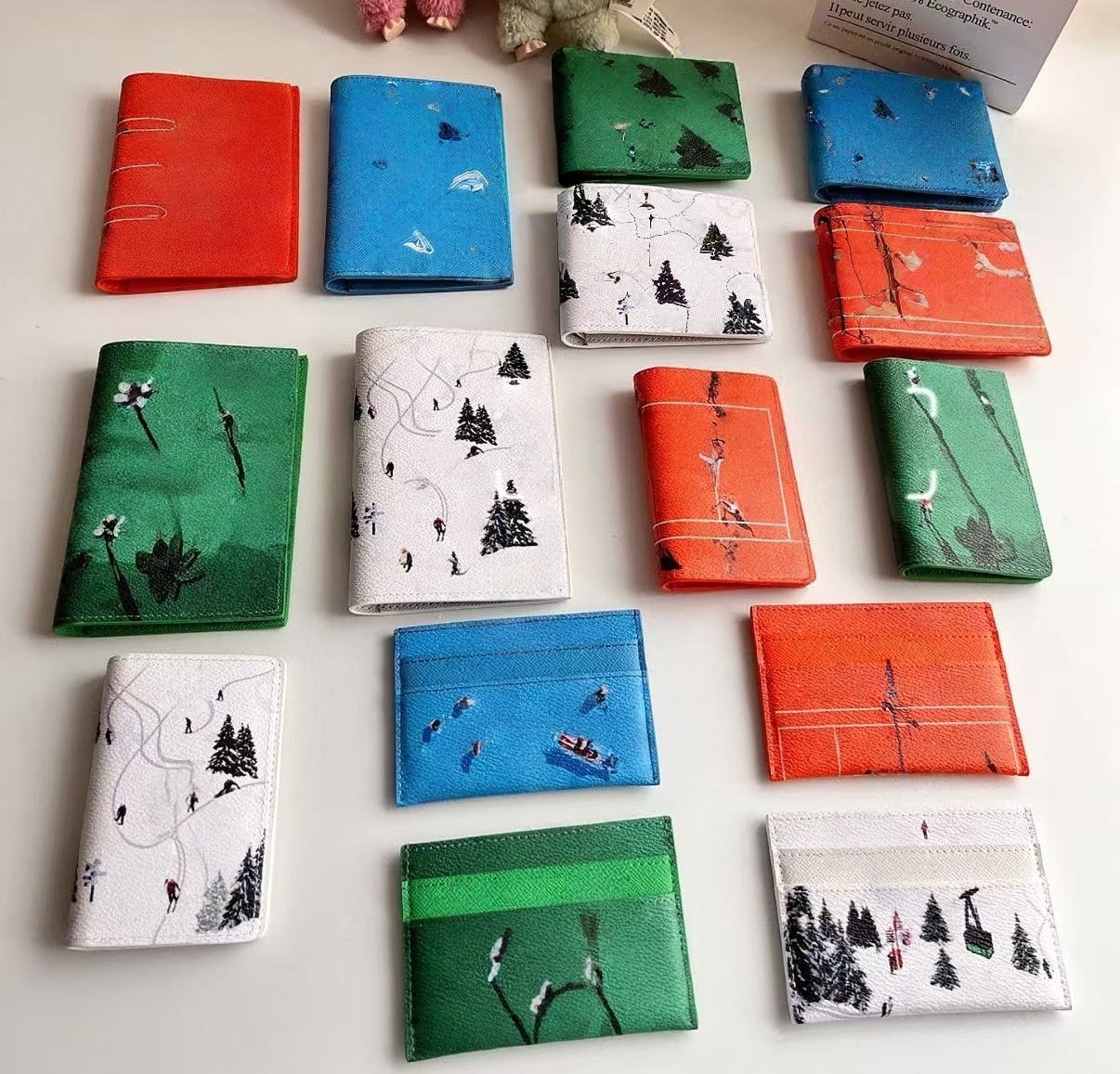 High quality Ski style Colored Monogram Designers Passport holder Genuine Leather Wallets cardholder France Paris plaid style s mens designers women wallet Purse