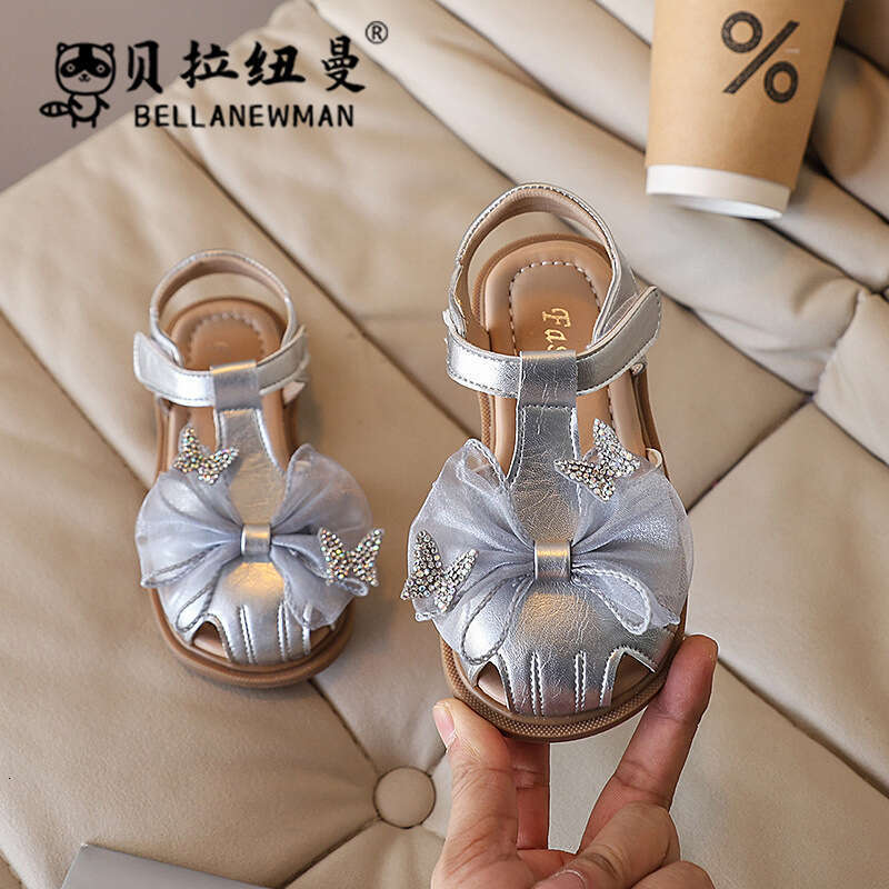 SHEIN Niche Design Sandals 2025 Summer New Girls' Stylish Bow Princess Children's Closed-Toe Shoes