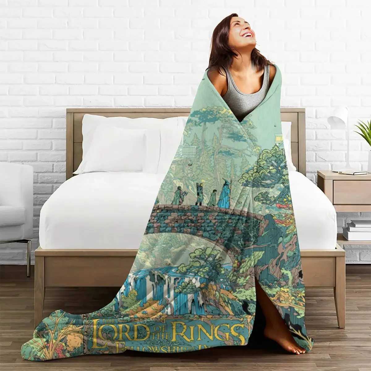 Vintage Ring Lord Movie Flannel Blanket Peace Nature Warm Throw Blanket for Chair Sofa Bed Novelty Bedspread Sofa Bed Cover X250714