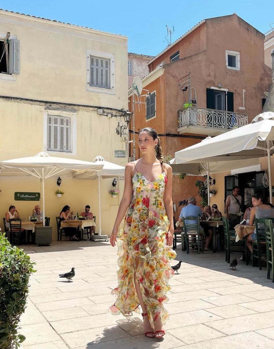 2025 New Women's Dress, New Off Shoulder Women's Fashion Chiffon Printed Fairy Long Elegant Evening Dress, New Designer Dress New sexy women