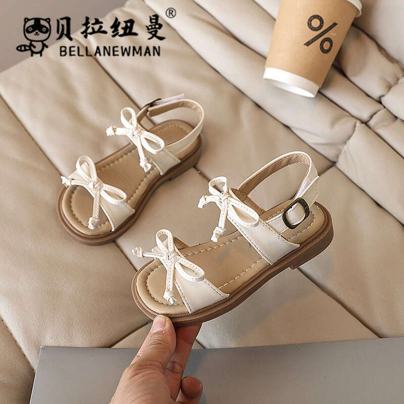 Choice Hot-Selling Girls' Bow Princess Sandals 2025 Summer New Children's Fashion Soft Sole Beach Shoes