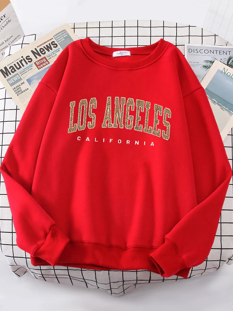 Los Angeles California USA City Leopard Womens Hoody Hipster Fit Sweatshirt Autumn Warm Fashion Casual Clothes Female 250707