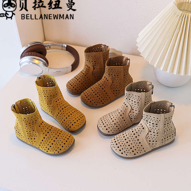 Summer Short 2025 New Children's Hollow Breathable Fashion Boots Girls' Roman Shoes Trendy Sandals