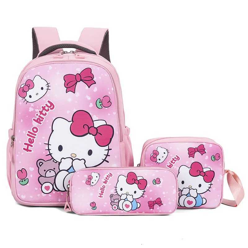 Sanrio Cute Sanrio Hello Kitty Melody Backpack Set for Girls 3 Piece Pupil School Bag Pencil Case for Kids Aged 6-12 Cartoon w250714