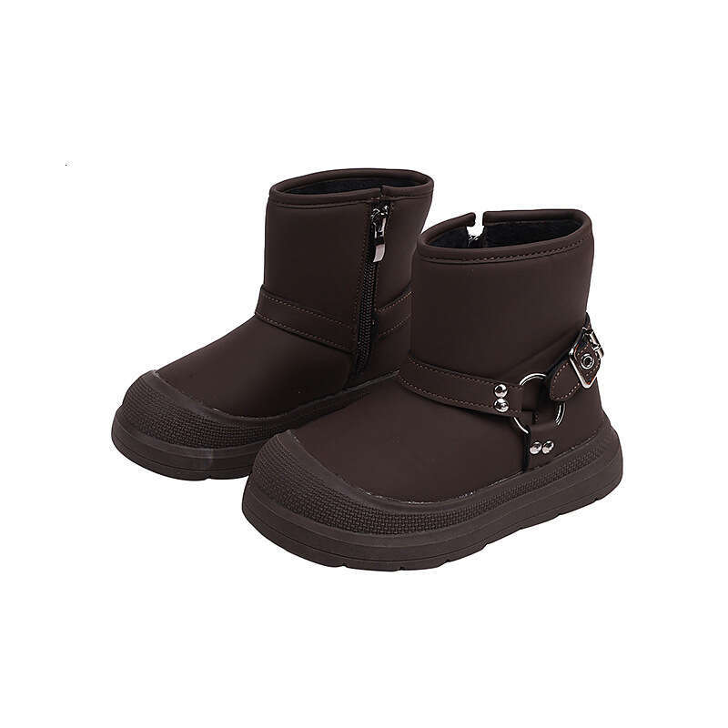 Boys' Black Short 2024 Winter New Korean Style Girls' Casual Boots for Older Children Non-Slip Cotton Shoes Trendy
