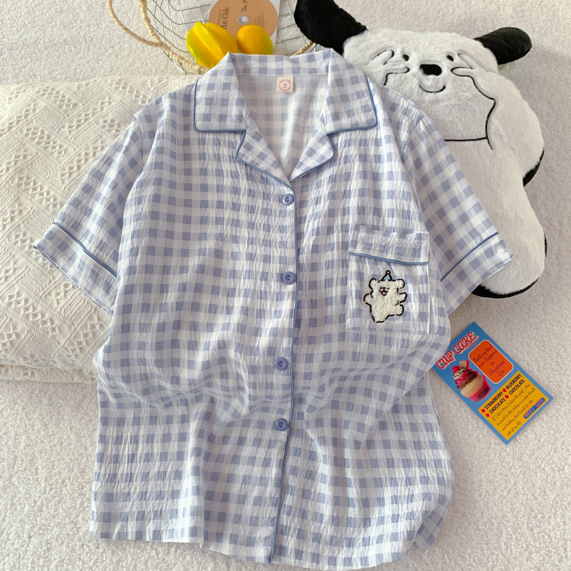 X201-Pajamas women summer two-piece cloud cotton thin spring and autumn short-sleeved shorts home clothes
