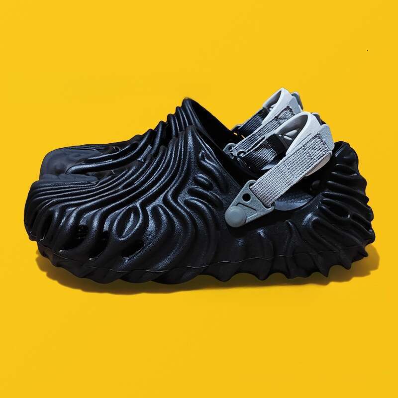 Cross Fingerprint Hole Men's Casual Flat Outdoor Non-Slip Sandals Couple Beach Shoes