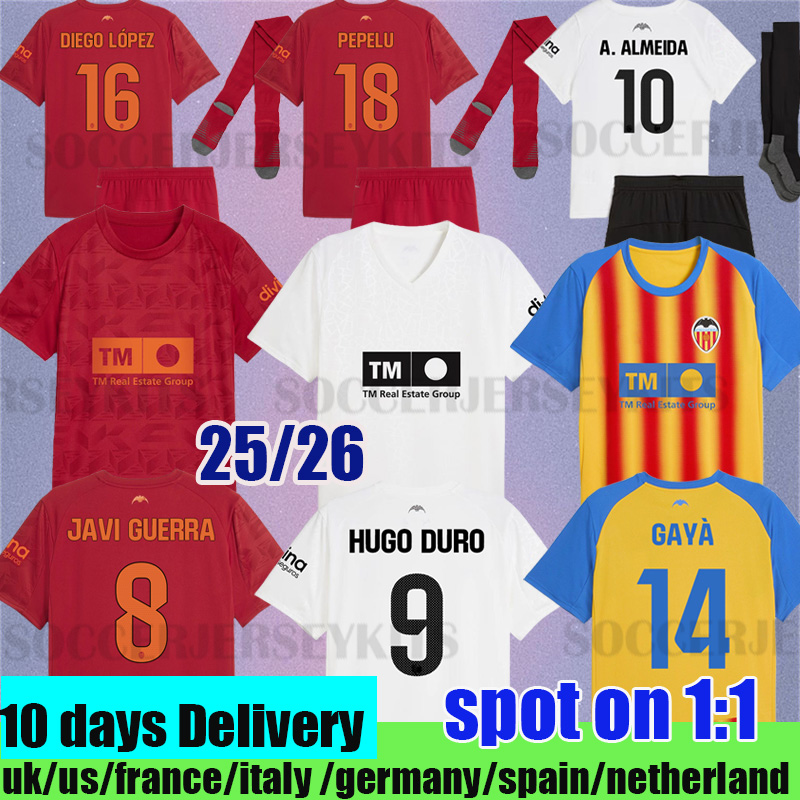 valencia cf 25 26 soccer jerseys camisetas de futbol men kids kit Valencia football shirts 2025 2026 third kids kit camiseta vcf HUGO DURO GAYA MUSAH HUGO chemise 2026