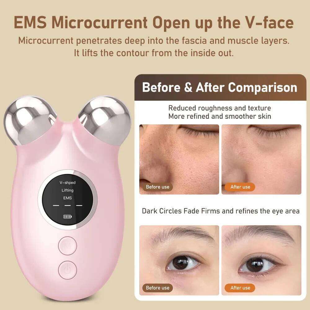 Facial Massager EMS Microcurrent Lifting Device Roller Anti Wrinkle V Shape Chin-up Face Lift hine Skincare Tool