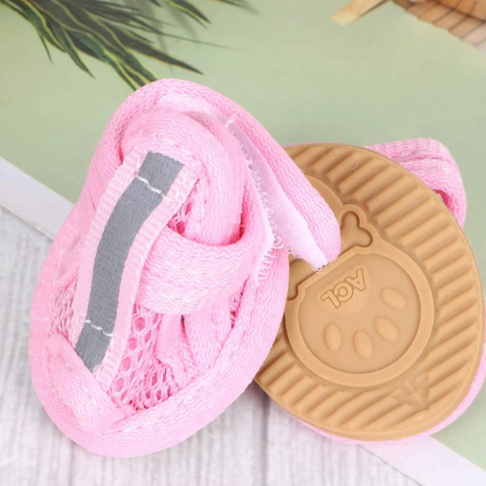 4pcs Small Size Dogs Mesh Sandals Breathable Summer Dog Shoes Safety Reflective Anti-Slip Sneakers for Puppy Teddy Pet Supplies 250709