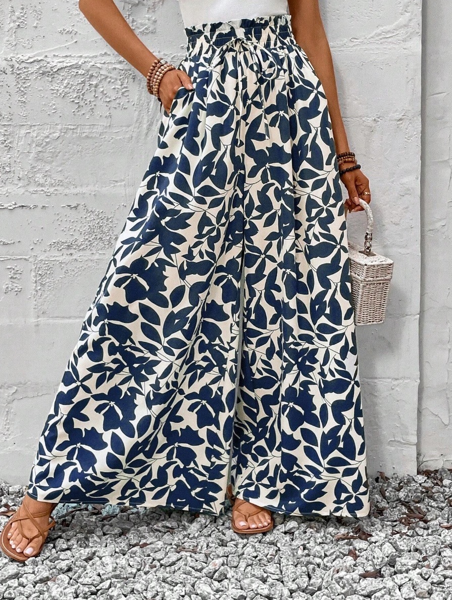 2025 New Women's Skirt New Luxury Women's Pants Skirt Printed Long Skirt Women's Pants Summer Large Bottom Long Fold Design New Designe