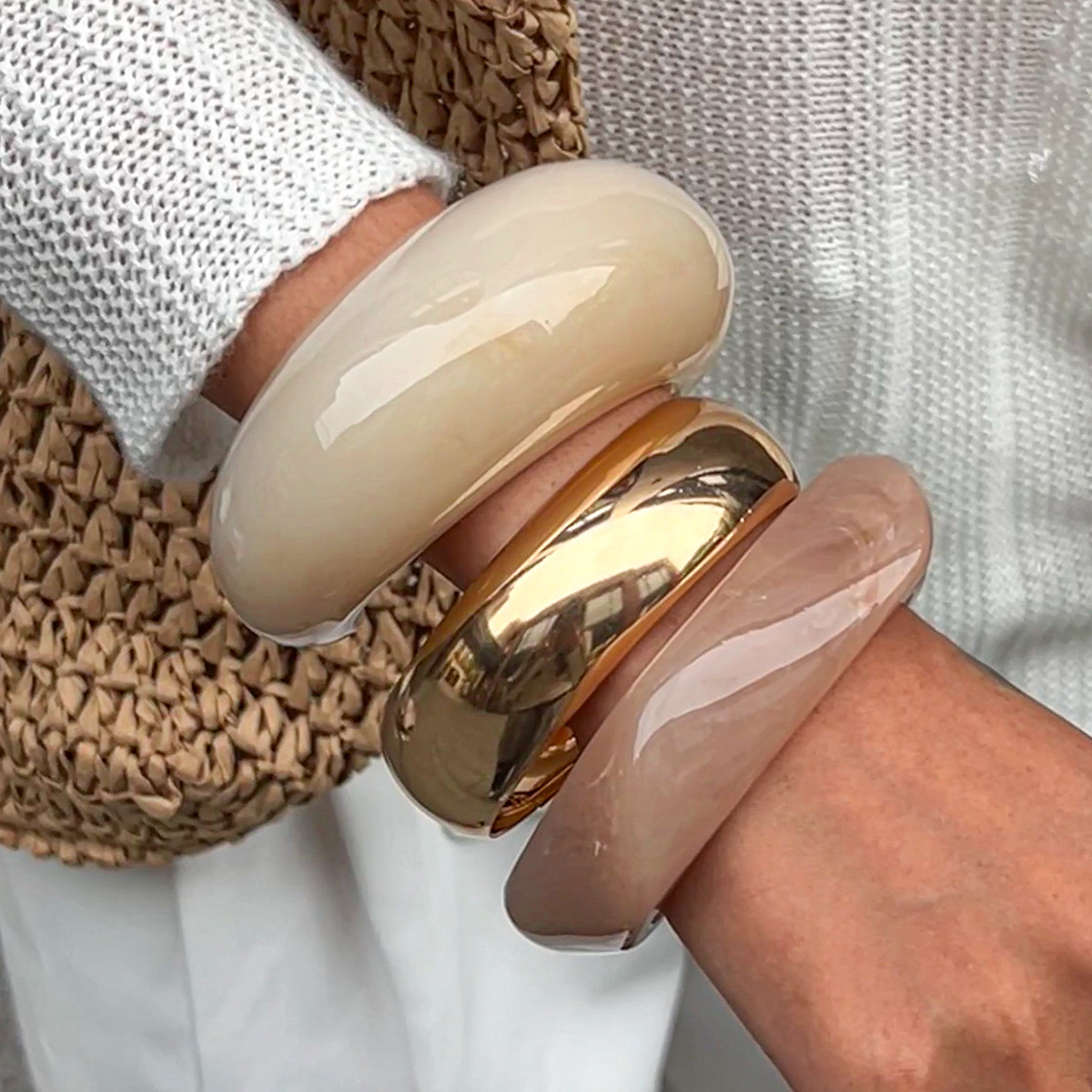 Exaggerated Design Bracelet Smooth Niche Jewelry Retro Geometric Combination Bracelet