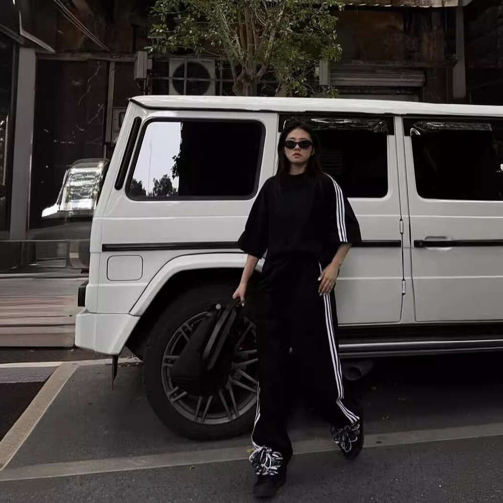 High-End Salt Sportswear For Women, Summer Loose Lazy Style Short Sleeve Long Pants Casual Two-Piece Set Trendy B5 h7