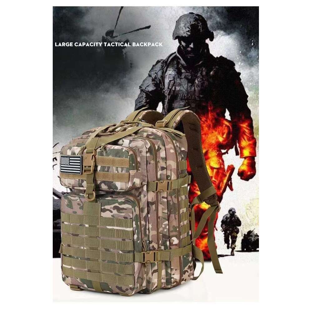 Outdoor tactical men's backpack large capacity camouflage outdoor camping waterproof sports mountaineering backpack multifunctional