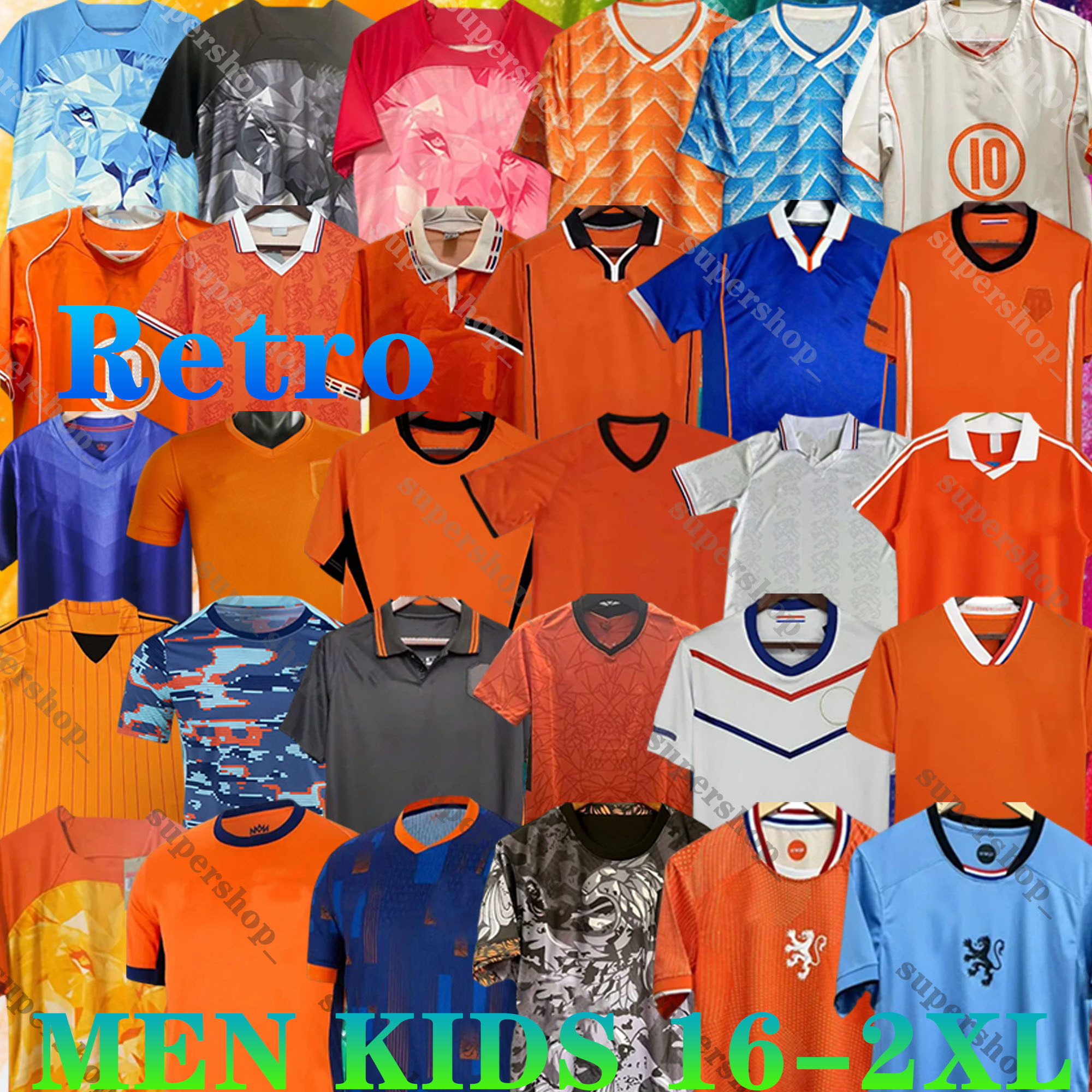 24 25 26 Netherlands soccer jersey Gullit 1988 Retro F. DE JONG Holland DE LIGT Bergkamp XAVI vintage men kids kit football shirt Classic 2010 2014 2012 96 2008 Van Basten