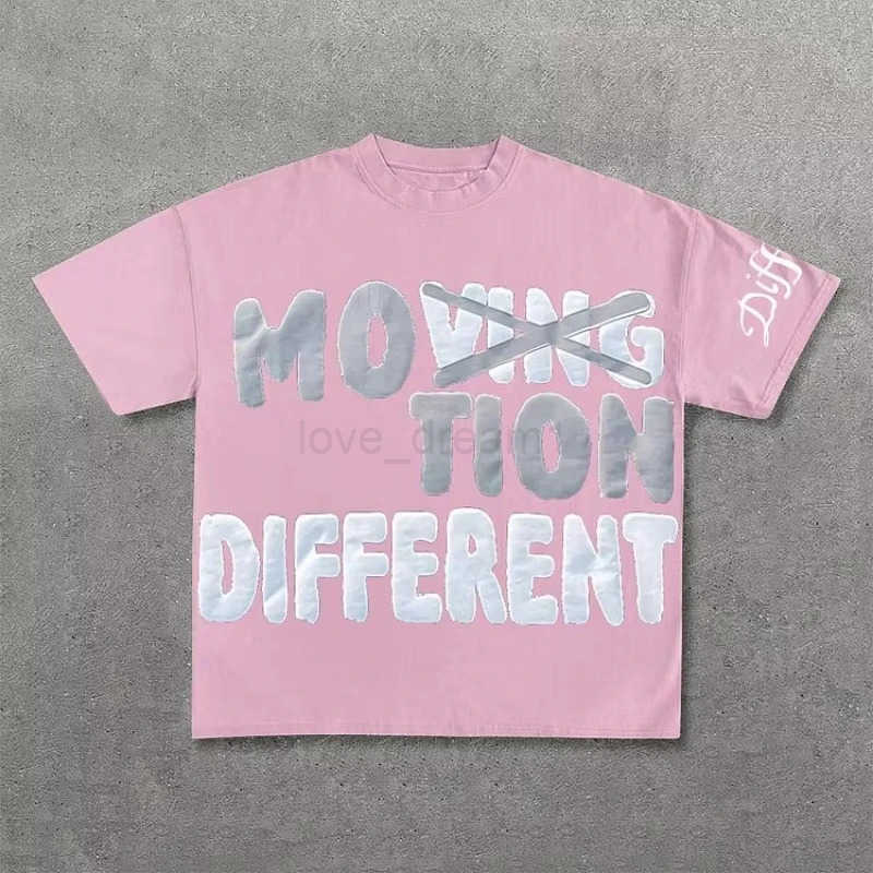 Vintage Motion Different Graphic 100% Cotton Short Sleeve T-Shirt Men Y2K Short Sleeves Oversize T-Shirt Streetwear Women Tops T250714