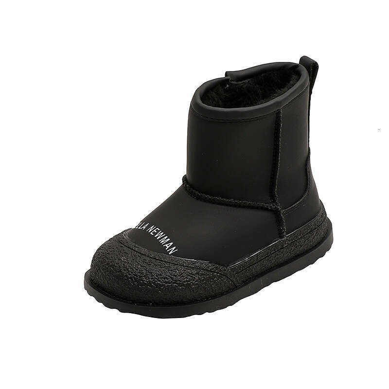 Children's Snow 2023 Winter Fleece Lined Thickened Warm Cotton Shoes Boys Black Short Girls Boots