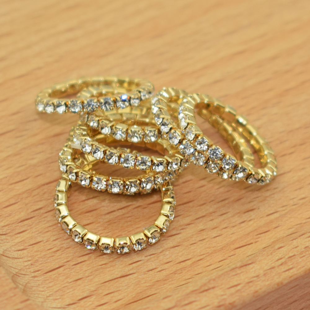 Korean Style Single Row Rhinestone Ring Elastic Ring Inlaid Ring Mixed Batch Elastic Ring 241225