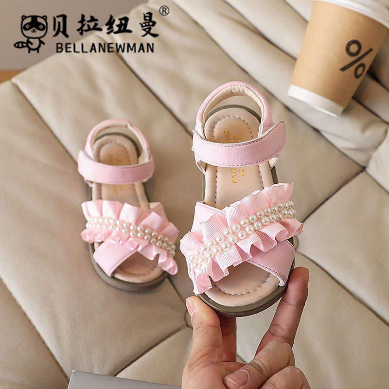 Choice Girls Beaded Lace Princess Sandals 2025 Summer New Children's Fashion Cross Soft Sole Beach Shoes