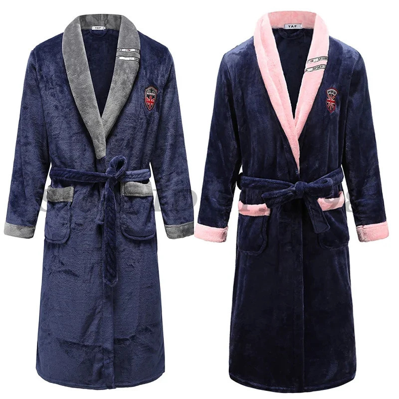 Winter Coral Fleece Sleepwear Couples Sleeping Robe Womens Home Clothes Bathrobe Mens Oversize Flannel Thickened Yukata 250710