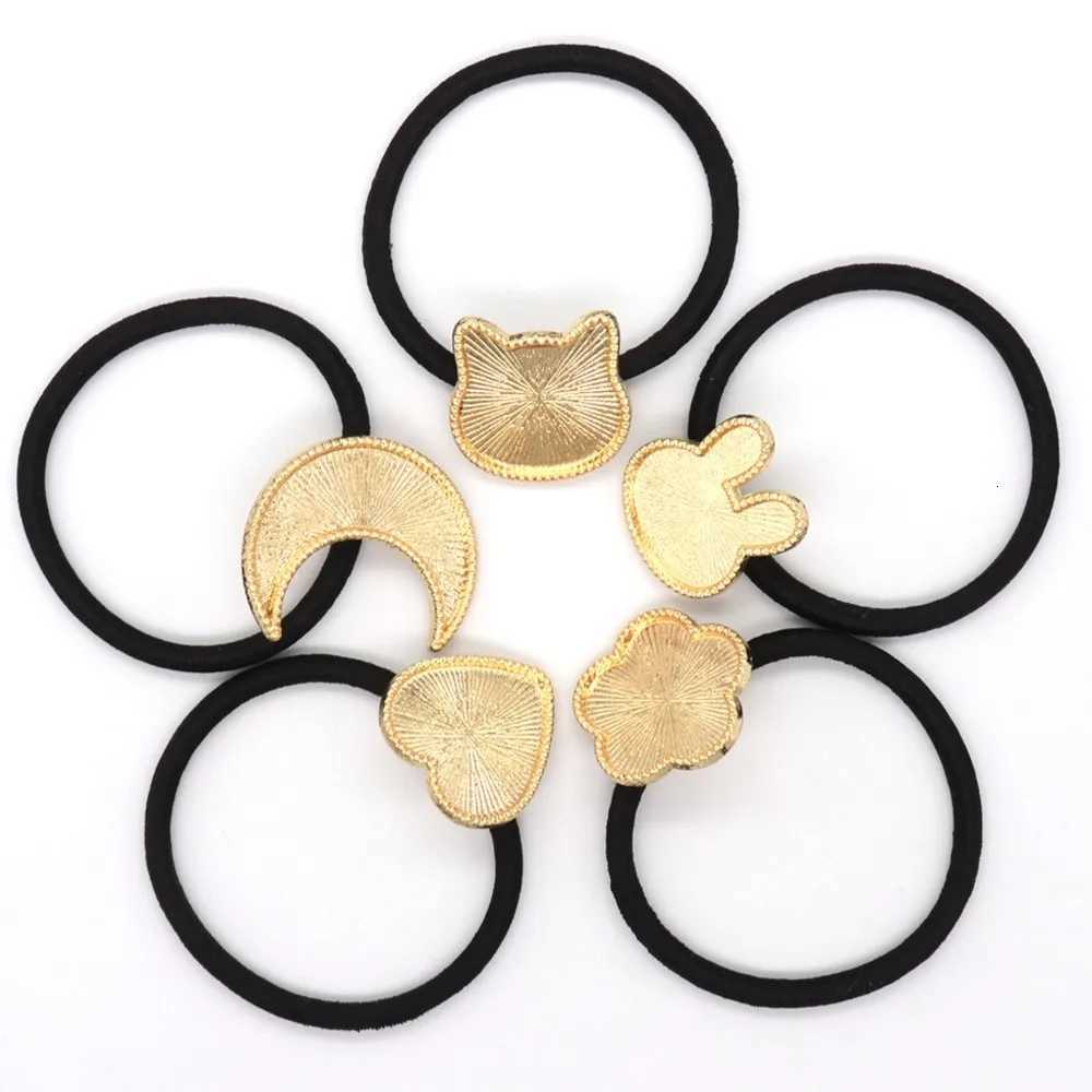 5-20Pcs/Lot Hair Bands Hair Ties Cabochon Setting Frame Tray Moon Star Round Bezel For DIY Women Hair Accessories Jewelry Making W250714V