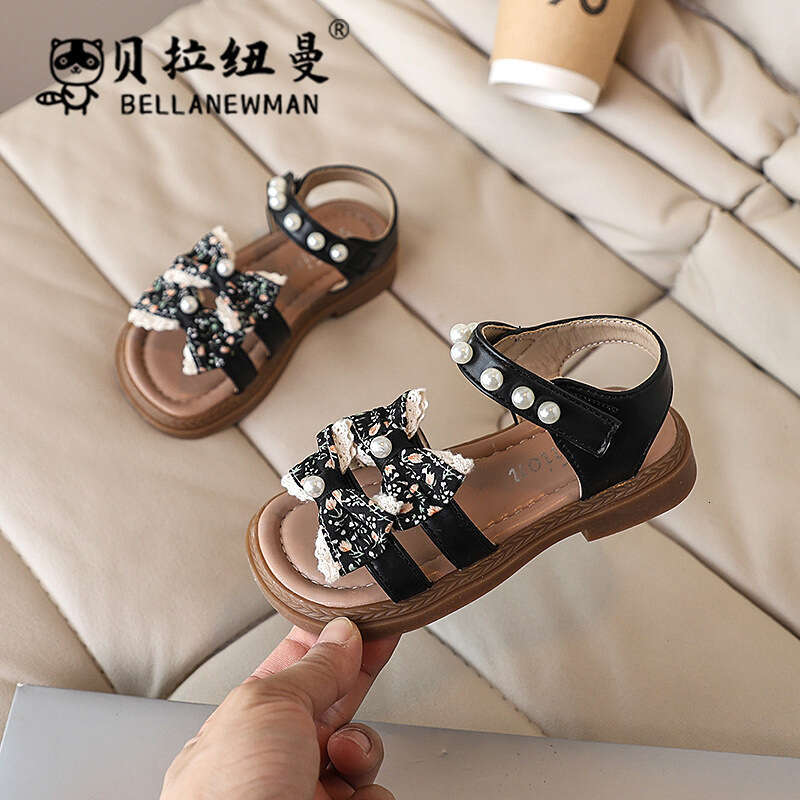 Children's Sandals 2025 Summer New Girls' Bow Soft Sole Princess Toddler Open-Toe Beach Shoes Trendy