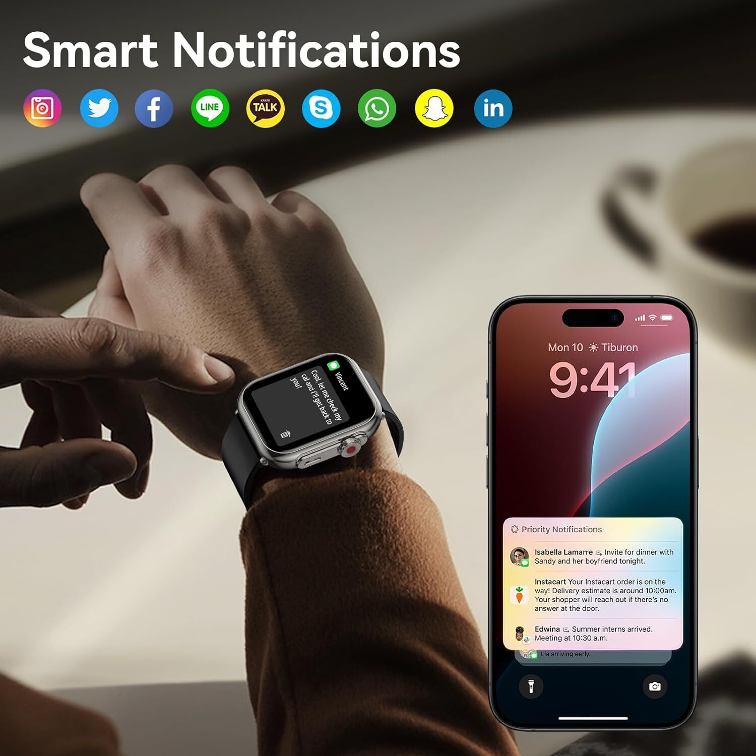 Men and Women Smart Watch, 1000 mAh 100-Day Battery Life, 1.8inch Tracker Bluetooth Call/Dial, 110+ Sports Modes, IP68 Waterproof, Heart Rate, 24/7 Sl