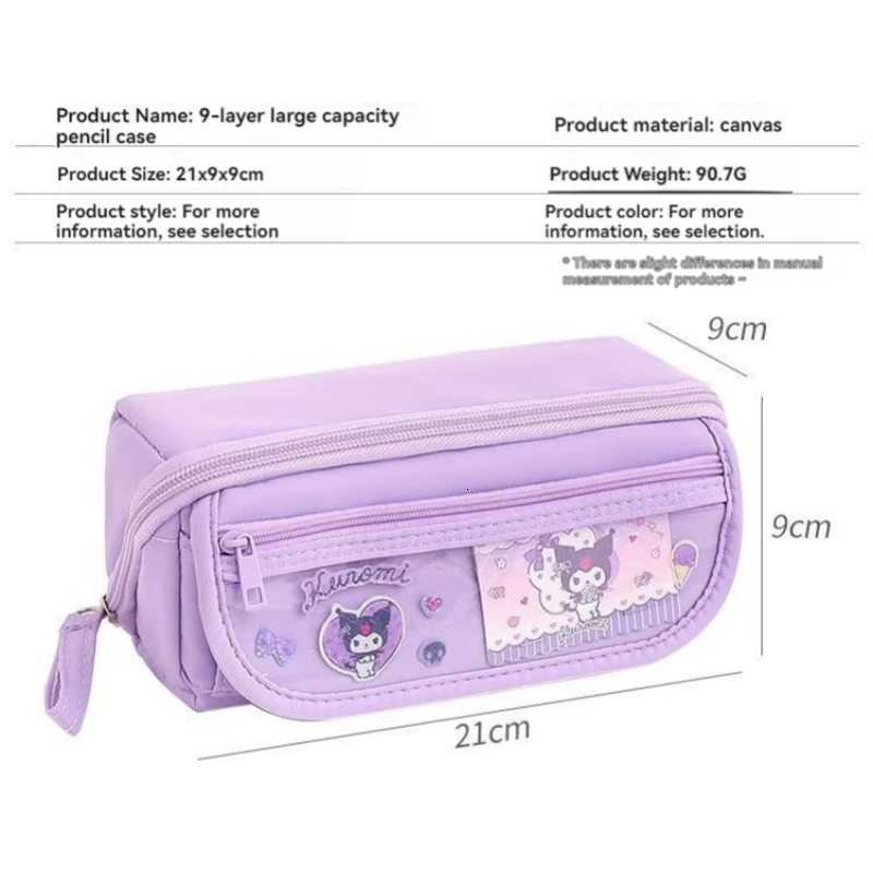 Sanrio Pencil Case Kawaii Cartoon Large Capacity Storage Double Layer Kuromi Cinnamoroll Melody for School Pencil Bag Students w250714