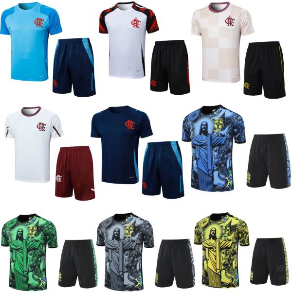 2025 2026 Men Short sleeve Brasil soccer Training suit CR Flamengo football shirt 3/4 pants 25/26 SE Palmeiras Sao Paulo Gremio Soccer Jerseys jogging Futbol chandal