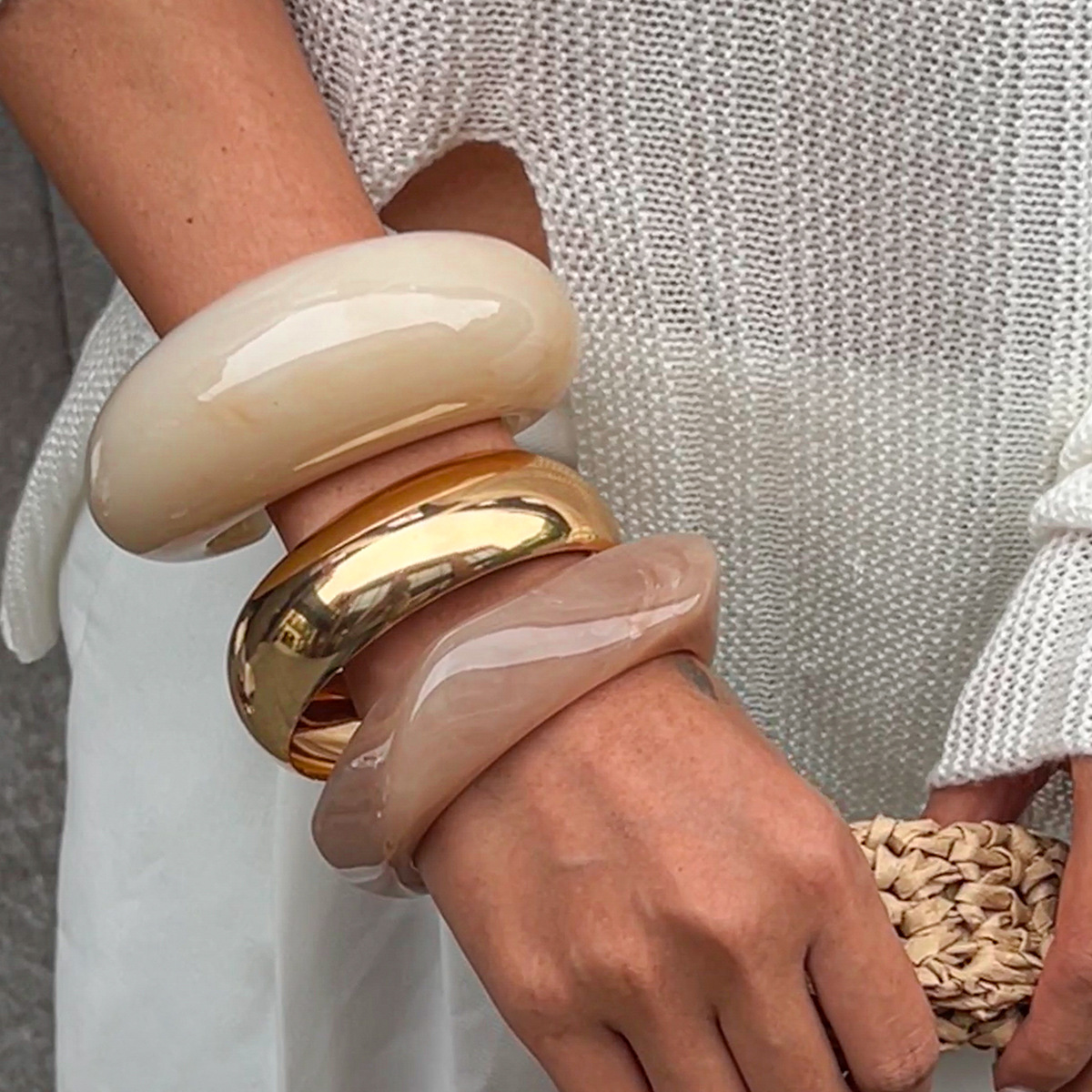 Statement Making Chunky Retro Charm Bangle with Intricate Detailing