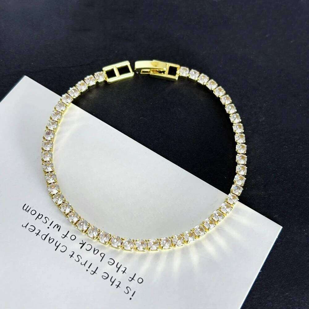 Stainless Steel Gold/ Sier Color 4mm Zirconia Chain Tennis Bracelets for Women 16/18 cm Wristband Pulsera Jewelry Gifts