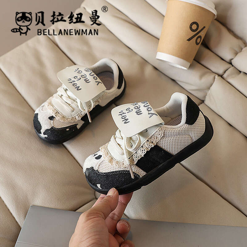 Choice Niche Design Round Toe Flat Sole Training Shoes 2025 Spring and Autumn New Children's Casual Sneakers