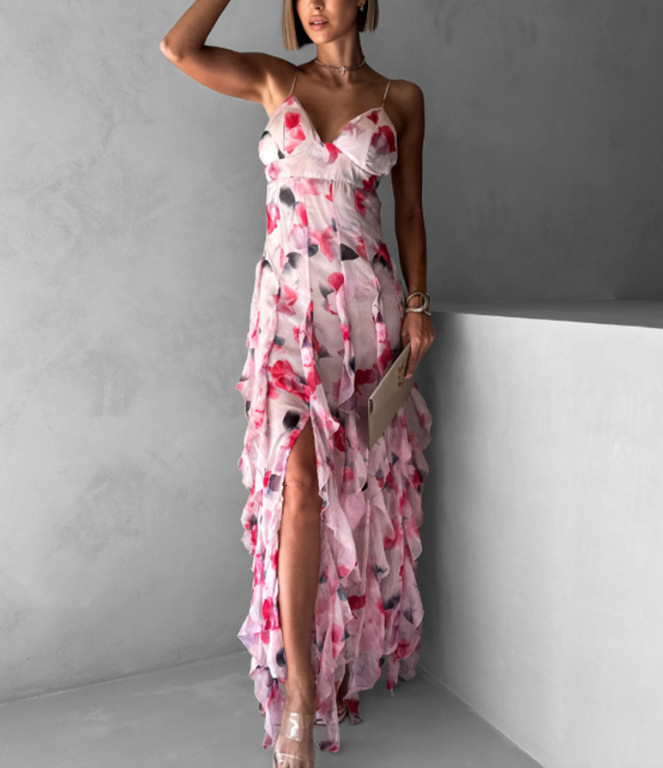 2025 New Women's Dress, New Off Shoulder Women's Fashion Chiffon Printed Fairy Long Elegant Evening Dress, New Designer Dress New sexy women