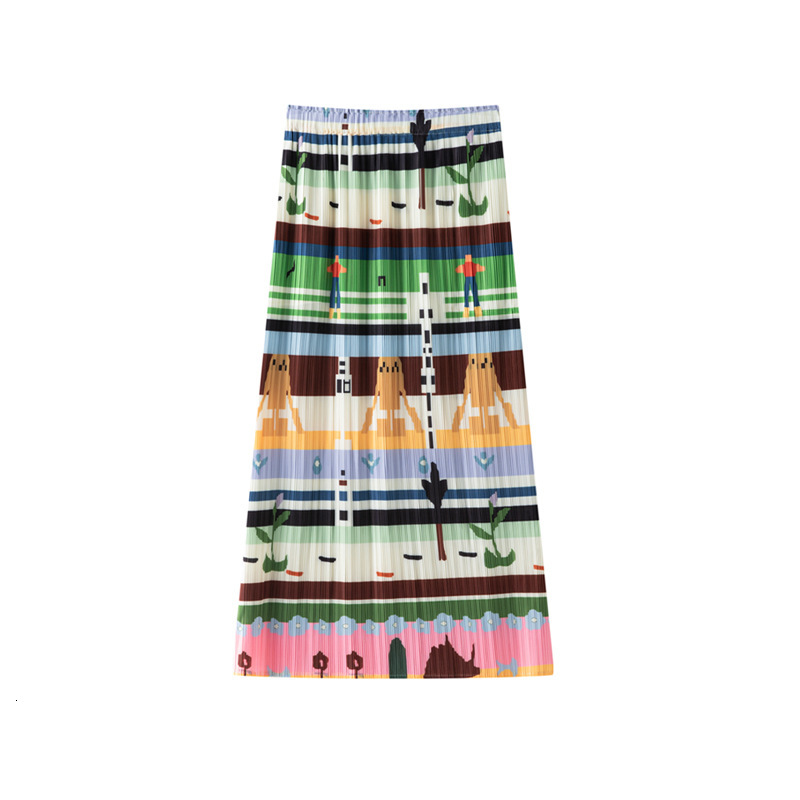 New Women's Skirt, Various Pattern Printed A-line Skirt, Unique Design, Folded Skirt, Women's High Waist Slimming Princess Half Skirt, New D