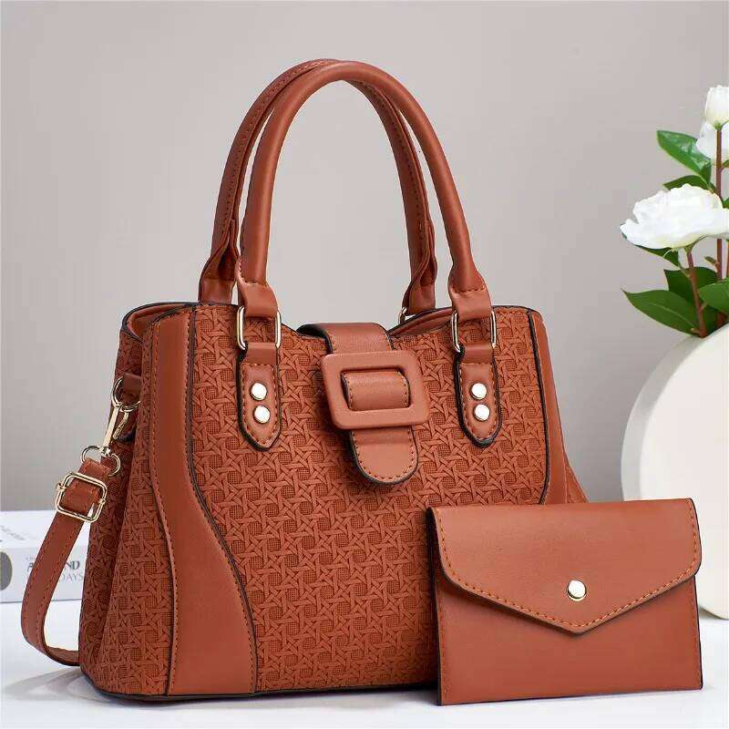 Brand Designer Women'S Handbag Large Capacity Shoulder Classic Retro Crossbody Bag Urban Luxury Bag Commuting Tote Bag+wallet