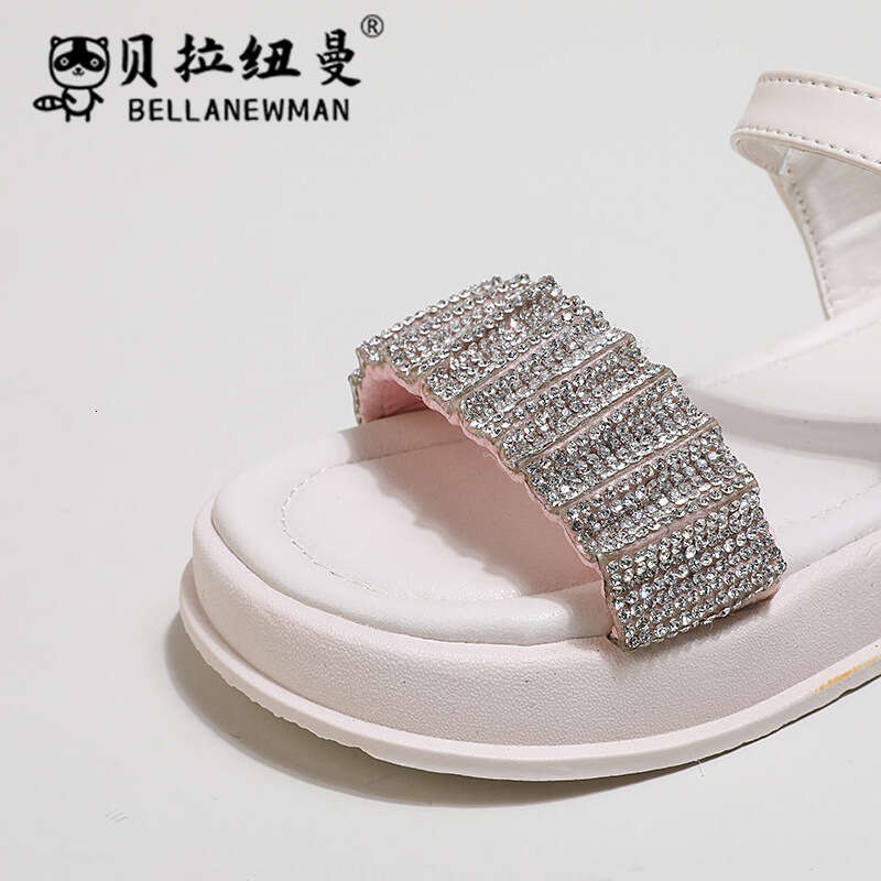 Children's Rhinestone 2024 Summer New Girls' Versatile Thick-Soled Height-Increasing Fashion Casual Roman Platform Sandals