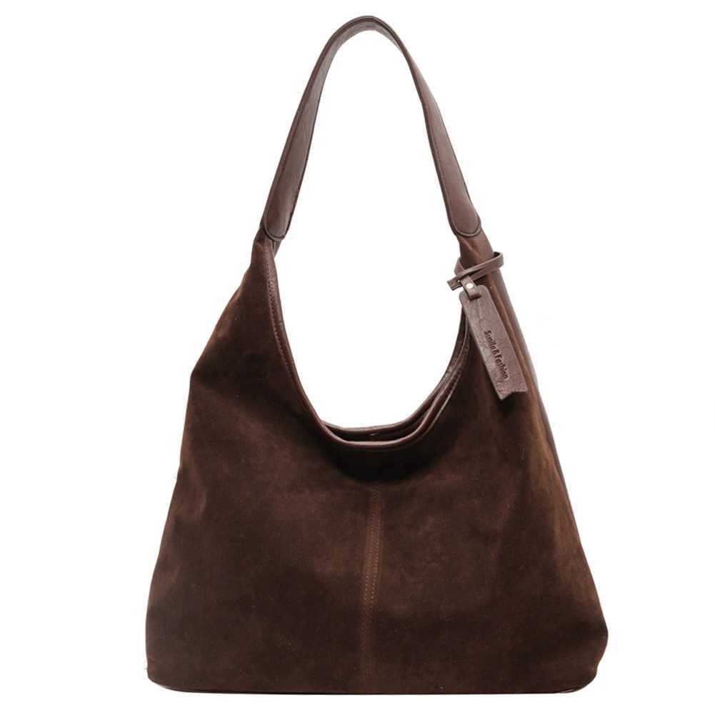 Women Suede Hobo Bag Slouchy Shoulder Bag Magnetic Closure Handbag Large Capacity for Work Travel