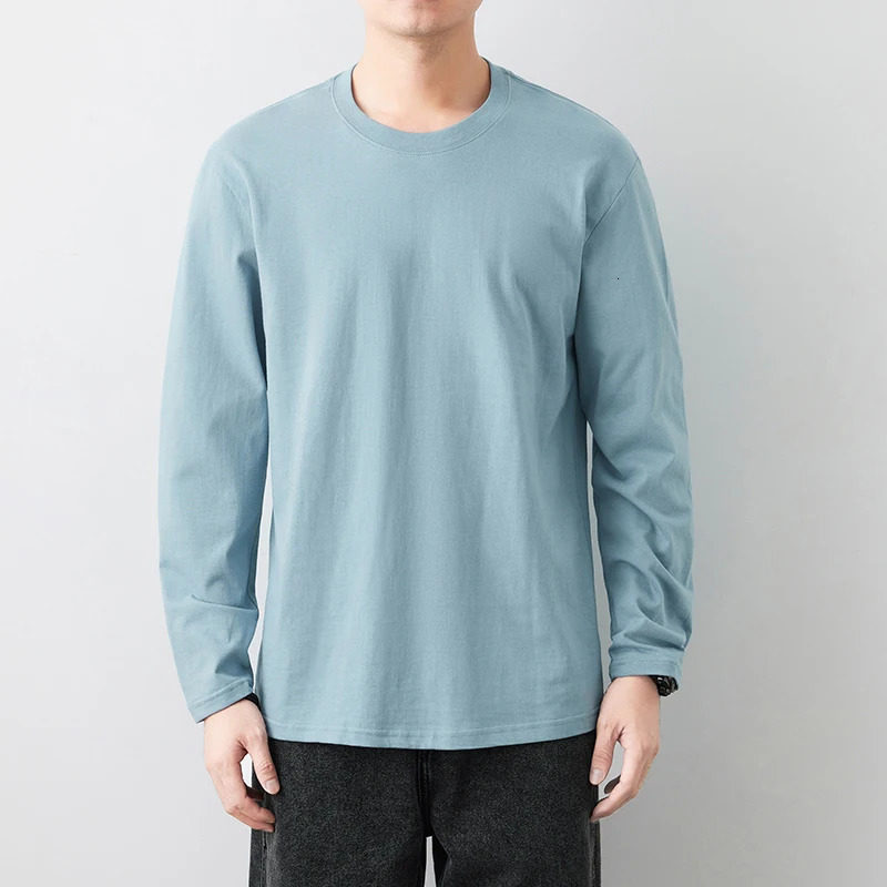 Fast Delivery TShirts Men Long Sleeves Tee Tops Male Autumn Plain Cotton Tshirts Plus Size 4XL 5XL Undershirts Man Clothing 250707