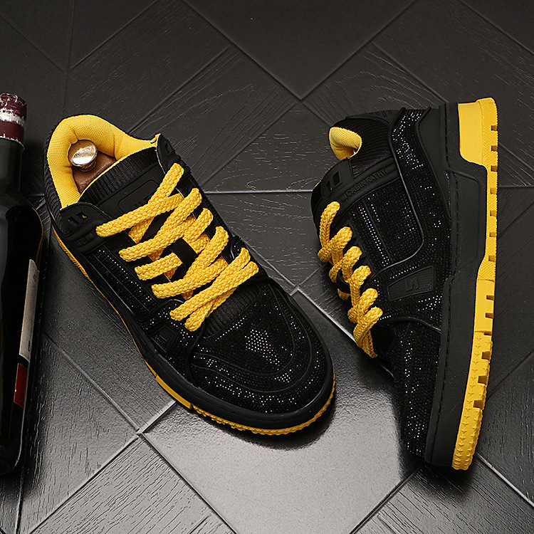 fashion sneaker free shipping Casual shoes trendy board shoes trendy brand rhinestone shoes fashionable personality fashionable versatile men bread sh
