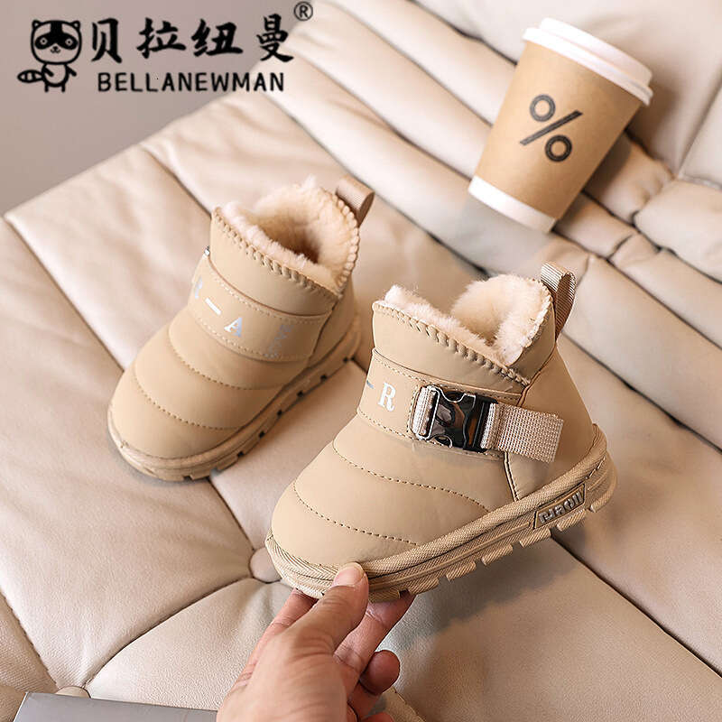 Boys' Thickened Warm Snow 2024 Winter New Girls' Black Cotton Shoes Student Short Boots for Older Children Trendy