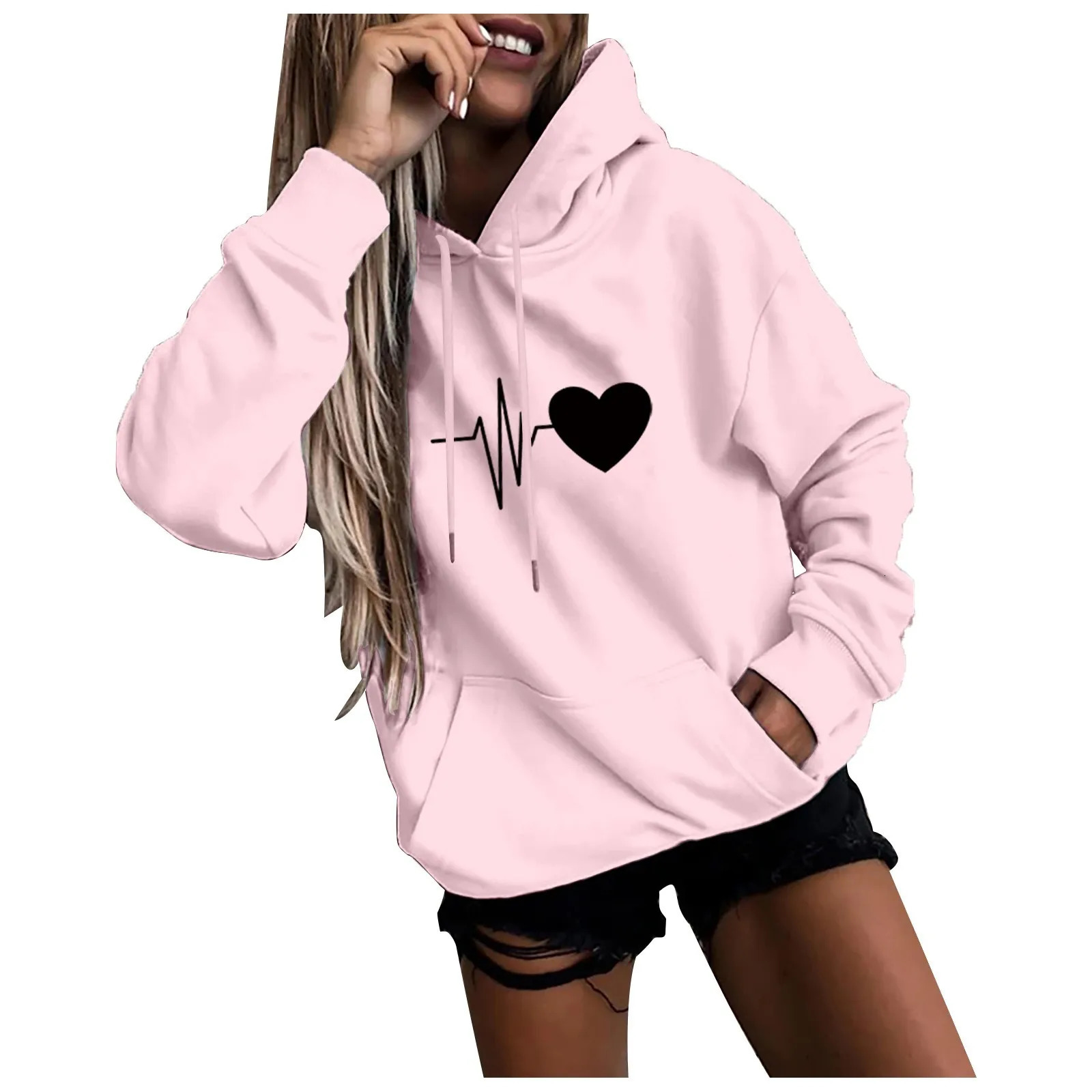 Womens Hoodies Tops Long Sleeve Sports blouse Spring Fashion fun Print Sweatshirts Solid Casual Loose Hooded Sweatshirt 250707