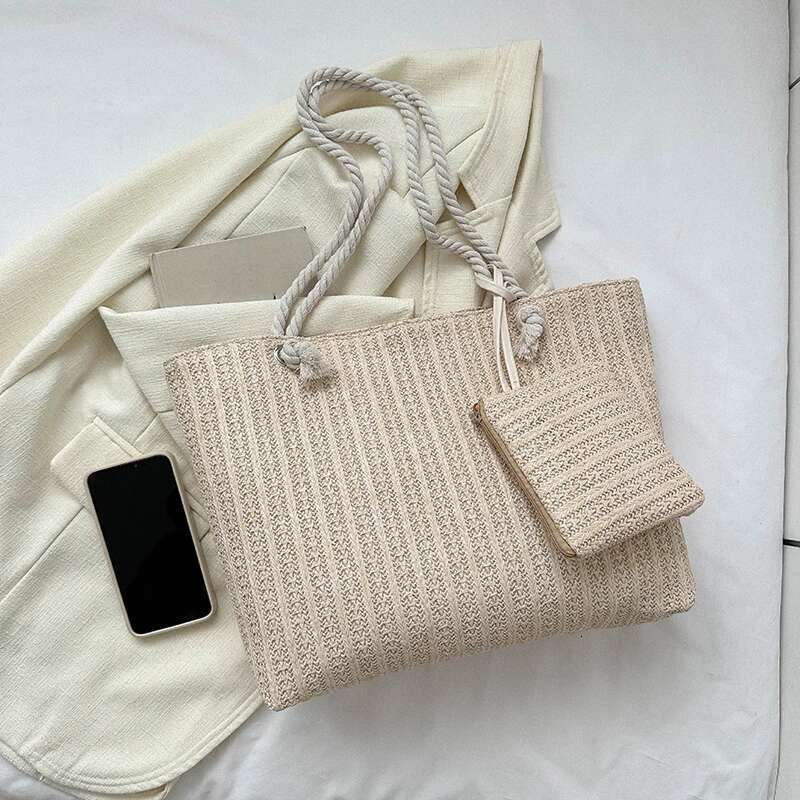 Fashion Large Capacity Straw Tote Designer Women Handbags Handamde Woven Summer Beach Bag Casual Bali Big Purse