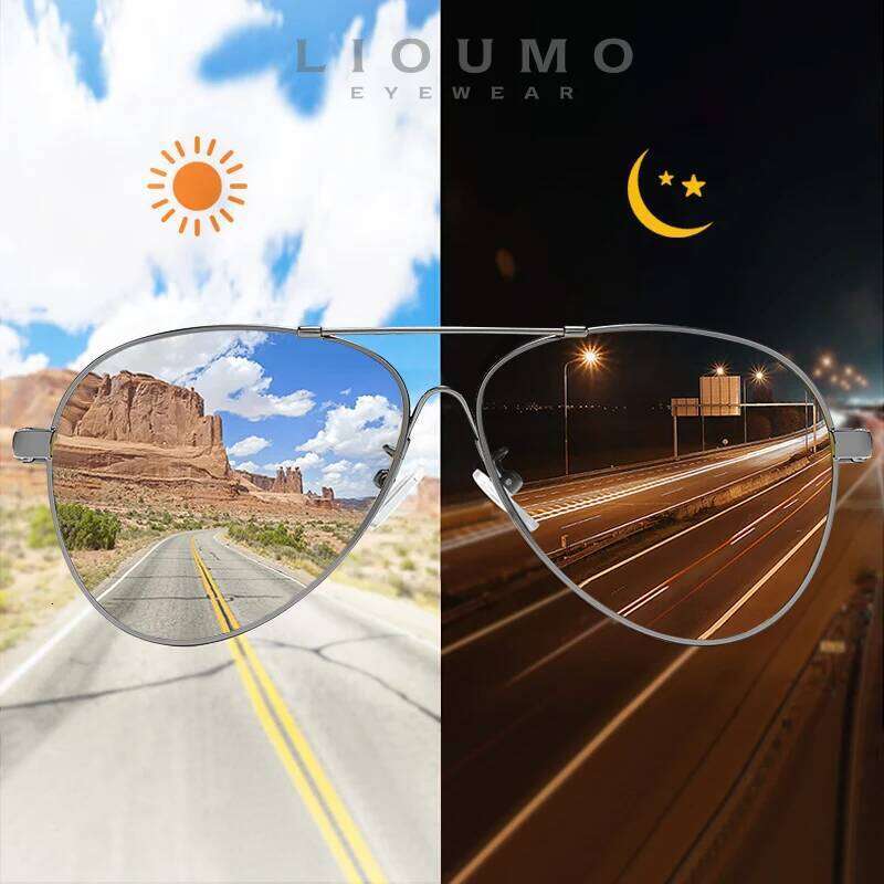 LIOUMO Titanium Frame Men's Sunglasses Polarized Women Fashion Pilot Glasses Photochromic Driving Goggles zonnebril heren