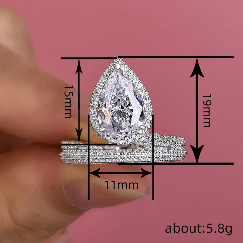 2025 Choucong Ins Top Sell Sparkling Luxury Jewelry 925 Sterling Silver Fill Pear Cut 5A Cubic Zircon CZ Diamond Gemstones Party Eternity Women Engage