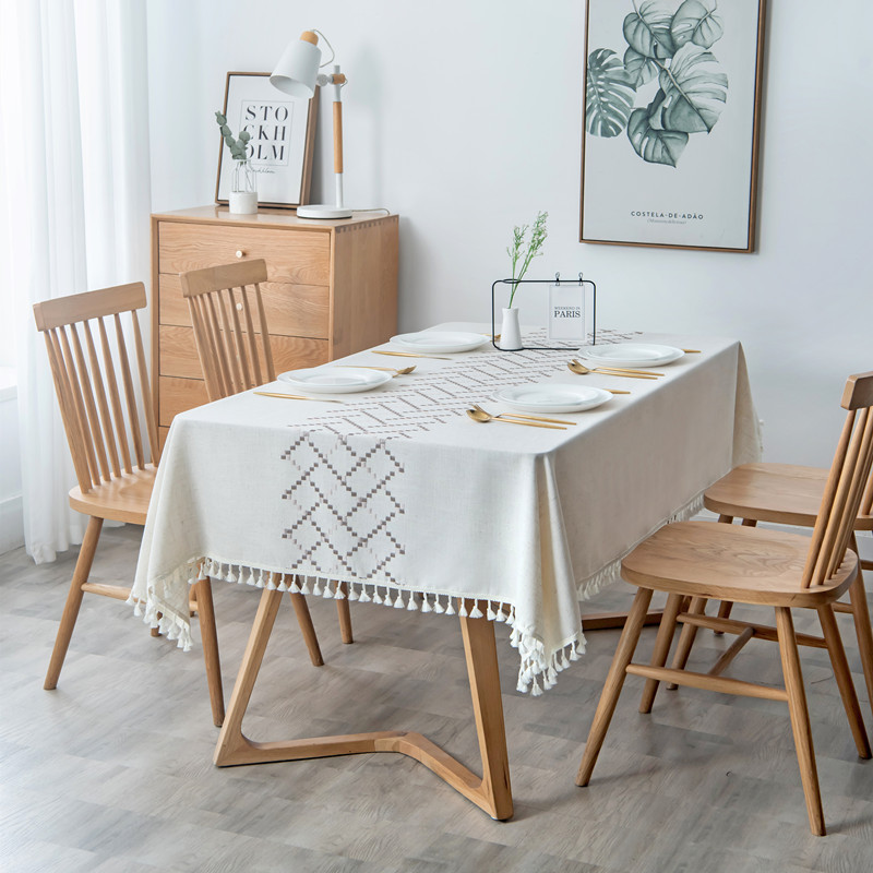 Luxury Dining Table Protective Cover Eco-Friendly Rectangle Jacquard Tablecloth Fabric For Wedding Restaurant Recycled Modern